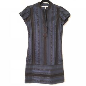 Black and blue DVF ribbon dress